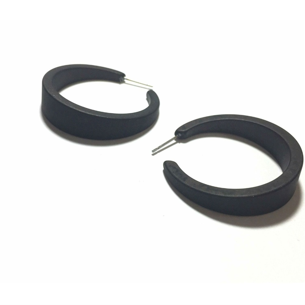 Black Frosted Emily Retro Lucite Hoop Earrings